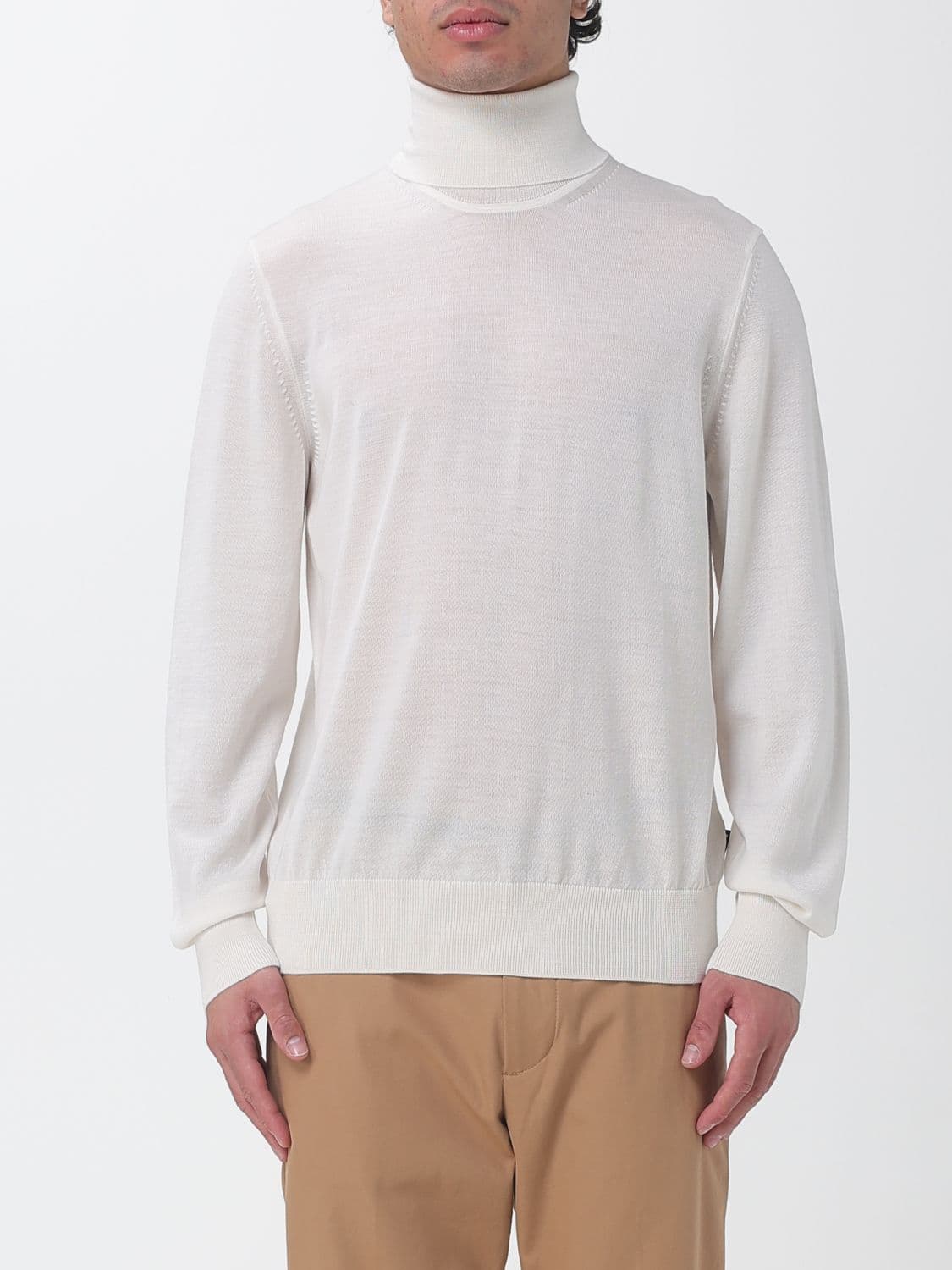 Boss Virgin Wool Turtleneck Jumper with Ribbed Trims