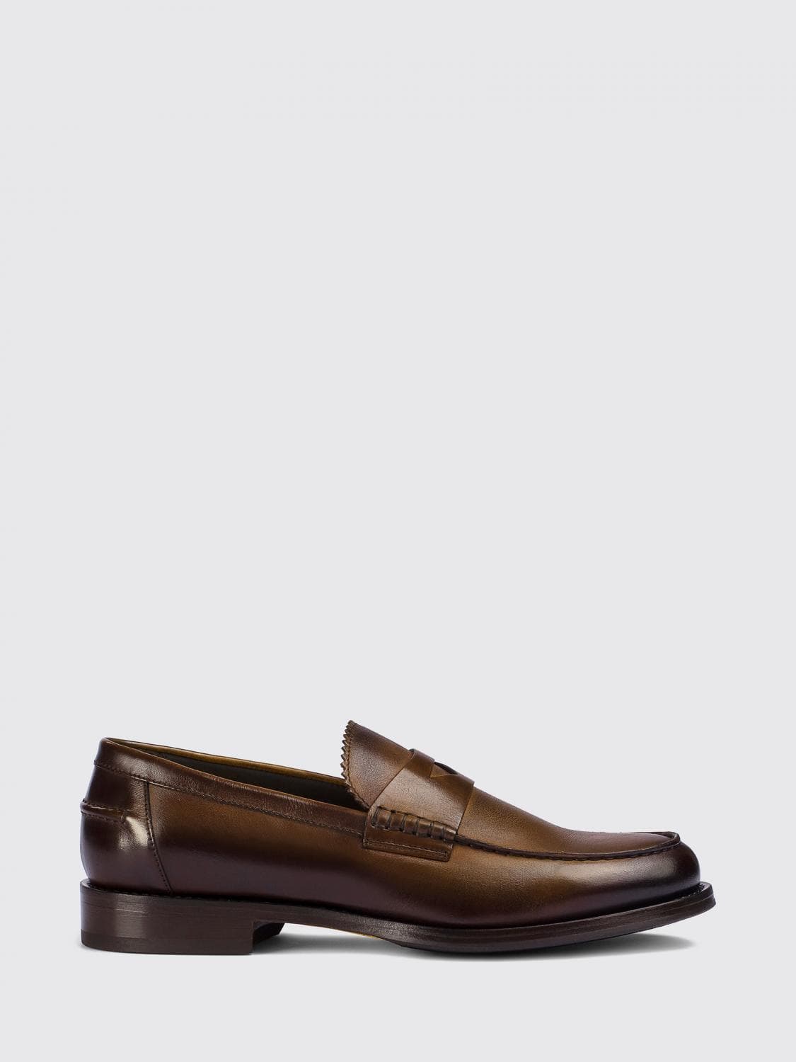 Doucal's Smooth Calfskin Leather Penny Loafers with Classic Strap