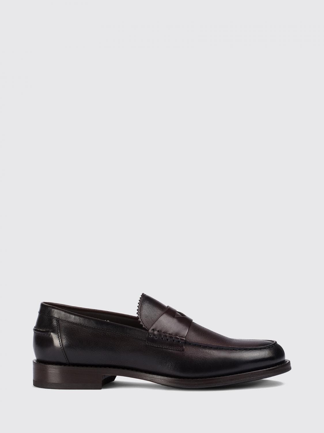 Doucal's Smooth Calfskin Leather Penny Loafers with Classic Strap