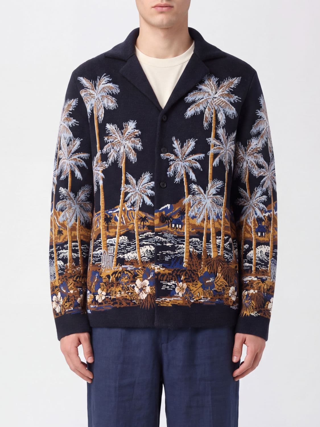 Alanui Diamond Head Graphic Print Wool Blend Cardigan