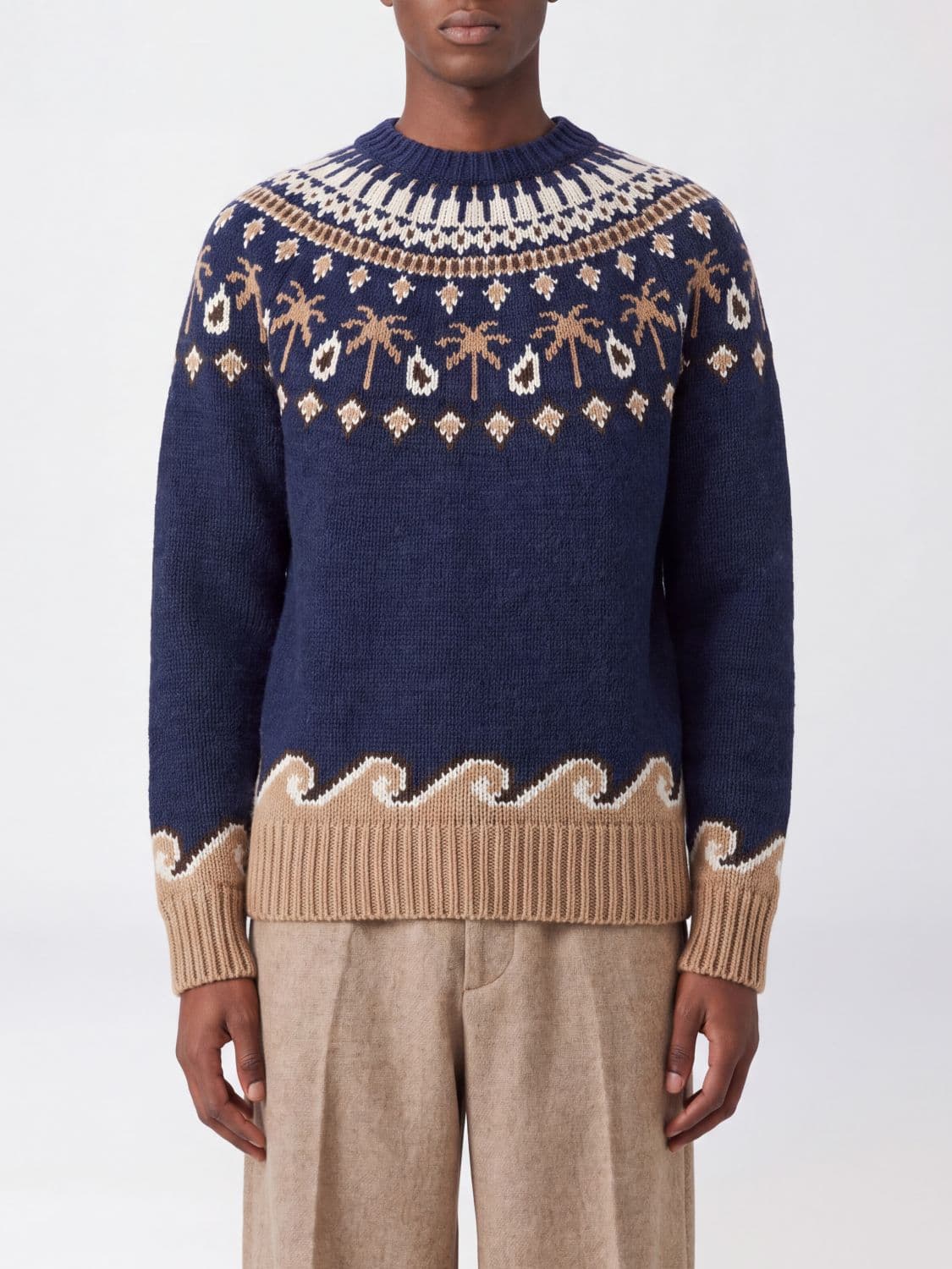 Alanui Ethnic Pattern Virgin Wool Crewneck Jumper