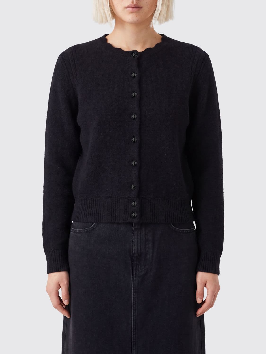 Isabel Marant Etoile Alpaca-Wool Blend Crewneck Cardigan with Buttons