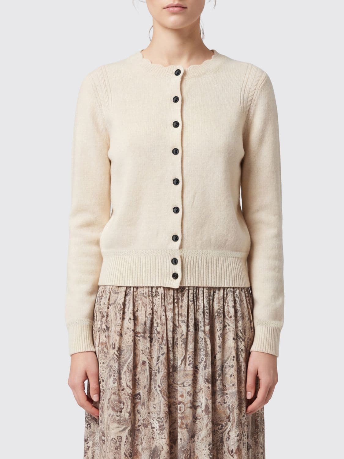 Isabel Marant Etoile Alpaca-Wool Blend Crewneck Cardigan with Buttons