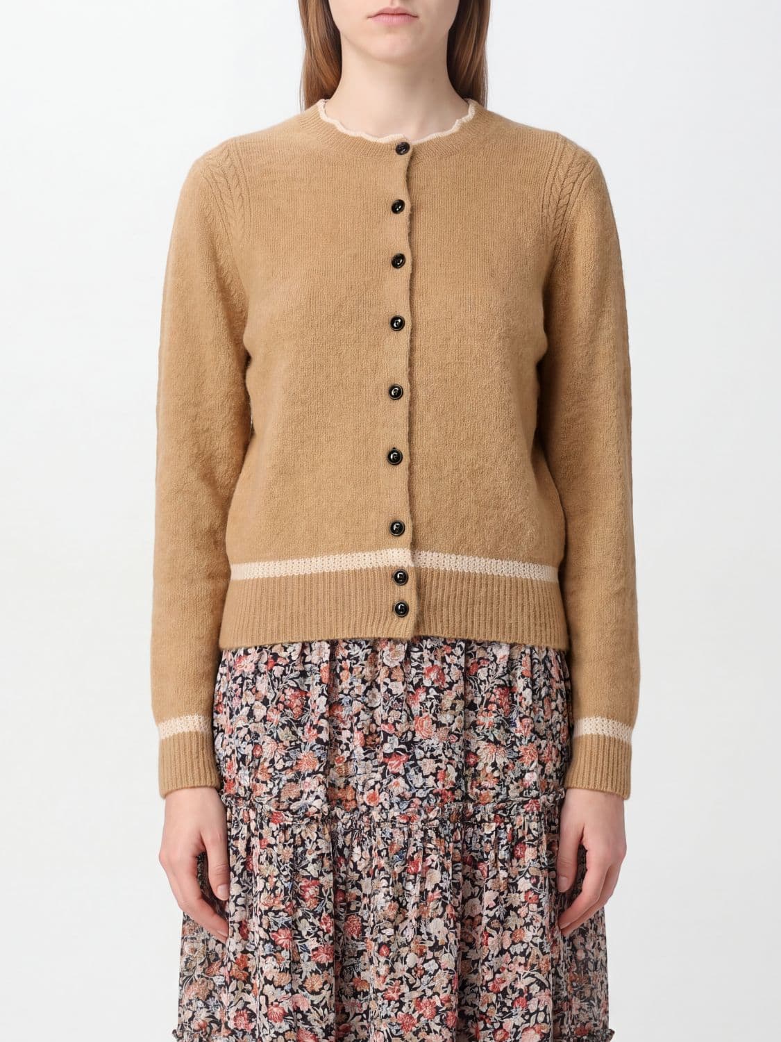 Isabel Marant Etoile Alpaca-Wool Blend Crewneck Cardigan with Buttons