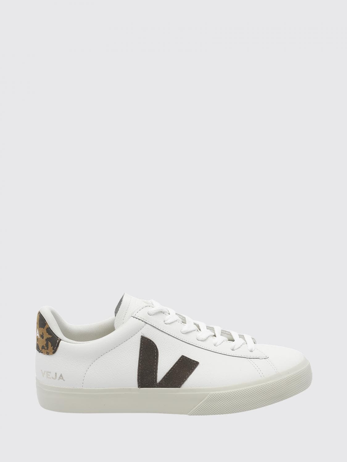 Veja Campo Sustainable O. T. Leather Sneakers with Contrasting V-Logo