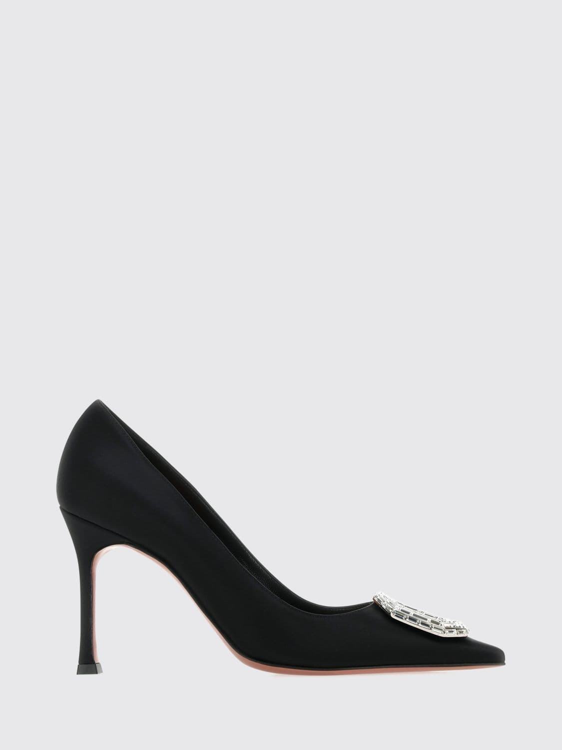 Amina Muaddi Camelia Velvet Pumps with Jewelled Buckle and Stiletto Heel
