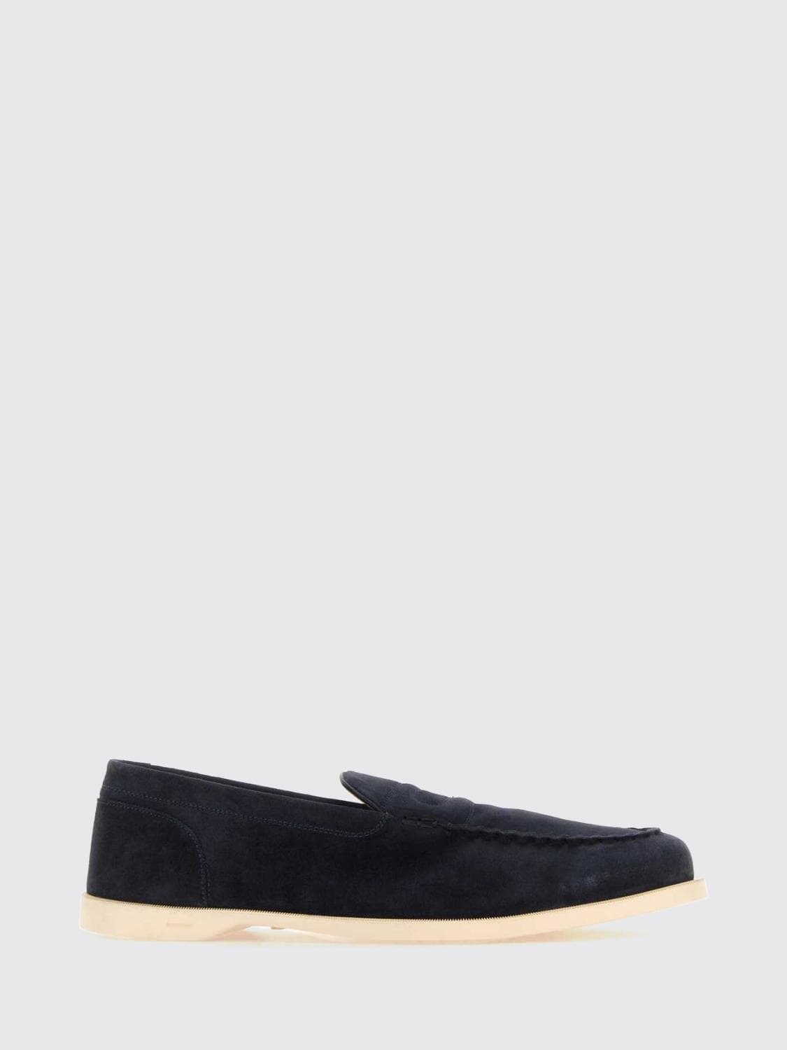 John Lobb Suede Penny Loafers with Rubber Sole