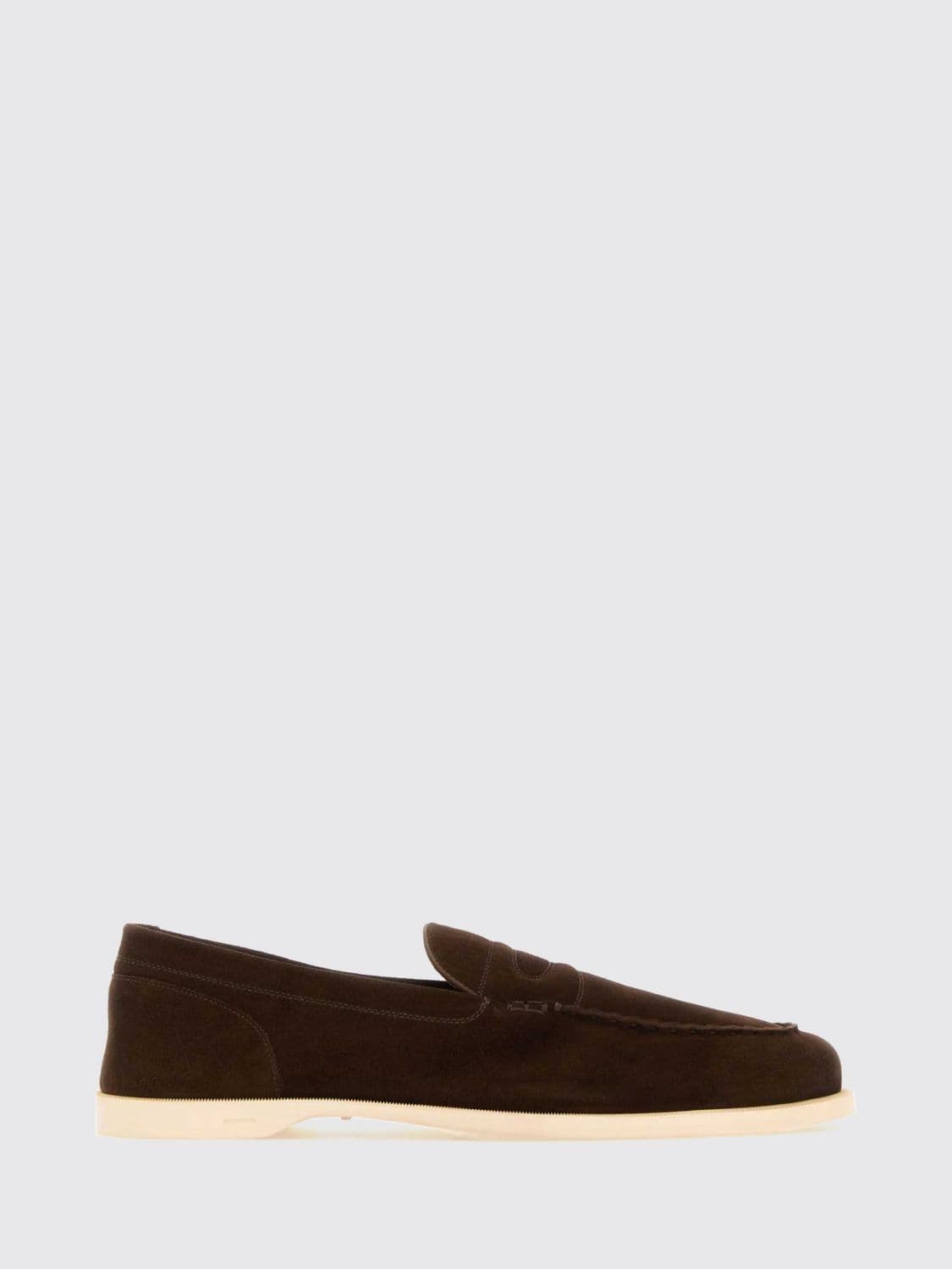 John Lobb Suede Penny Loafers with Rubber Sole