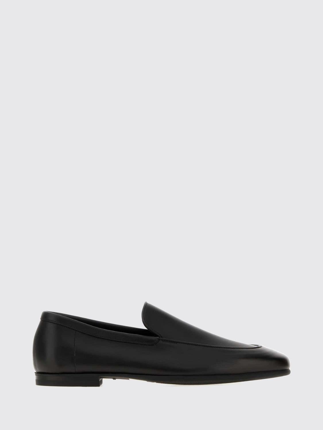 John Lobb Smooth Leather Loafers with Raised Apron and Leather Sole
