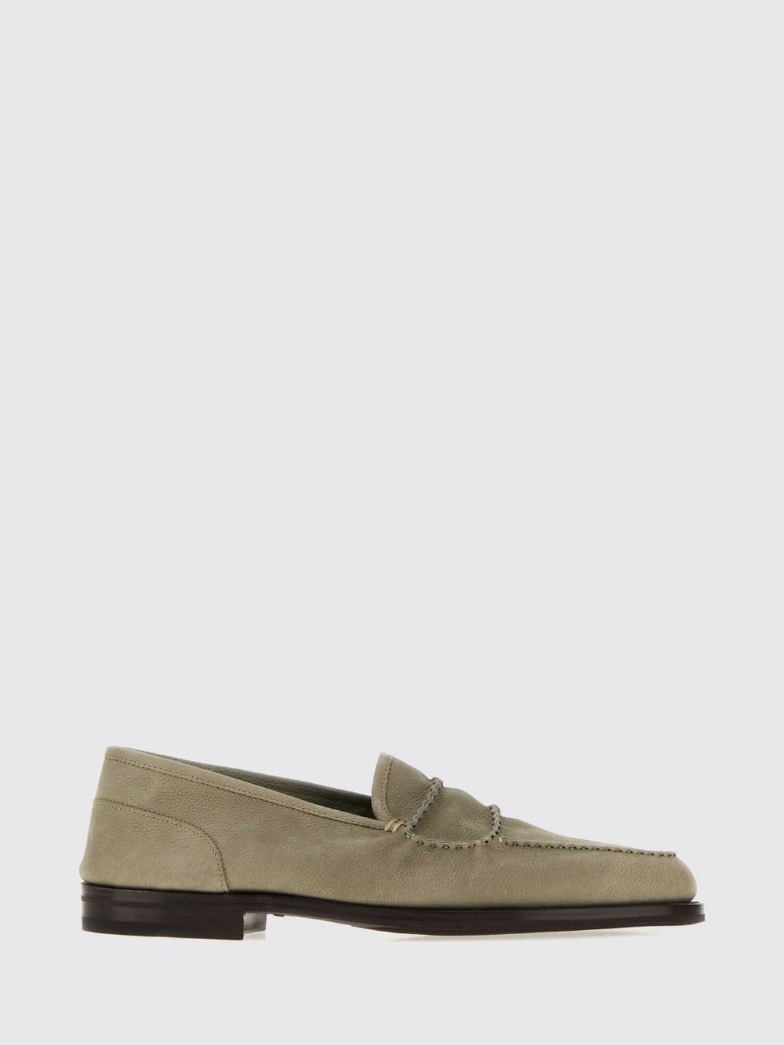 John Lobb Nubuck Penny Loafers with Leather Sole