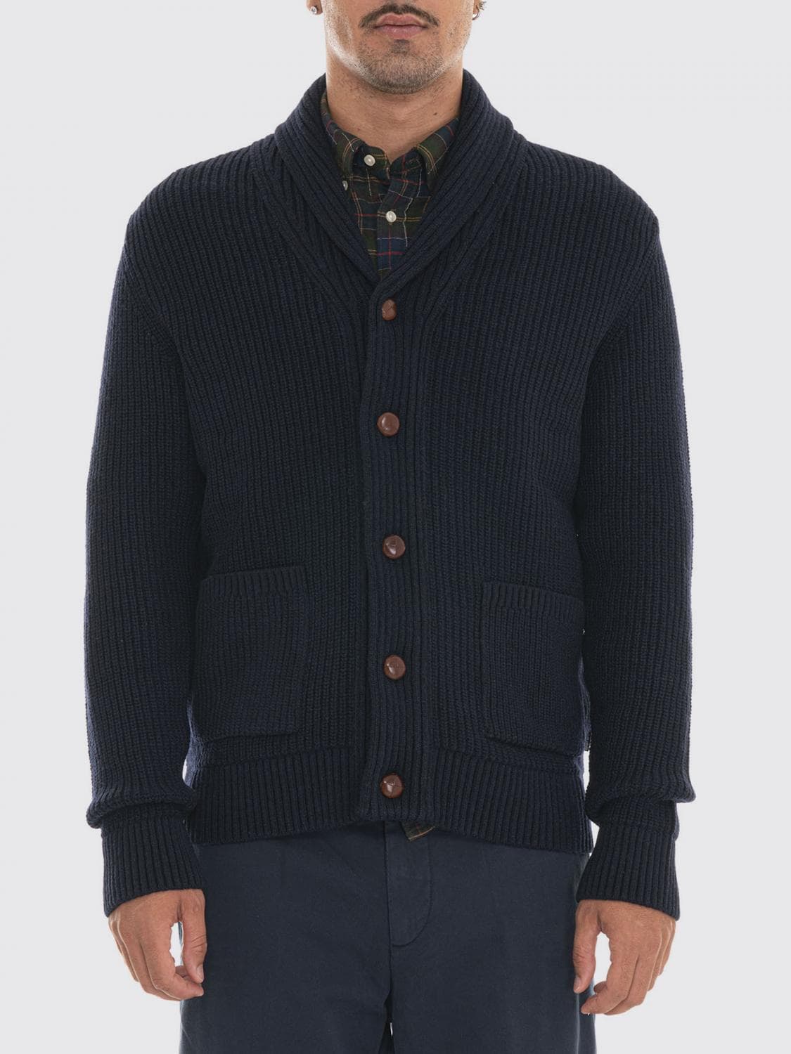 Barbour Shawl Collar Wool Blend Cardigan with Patch Pockets