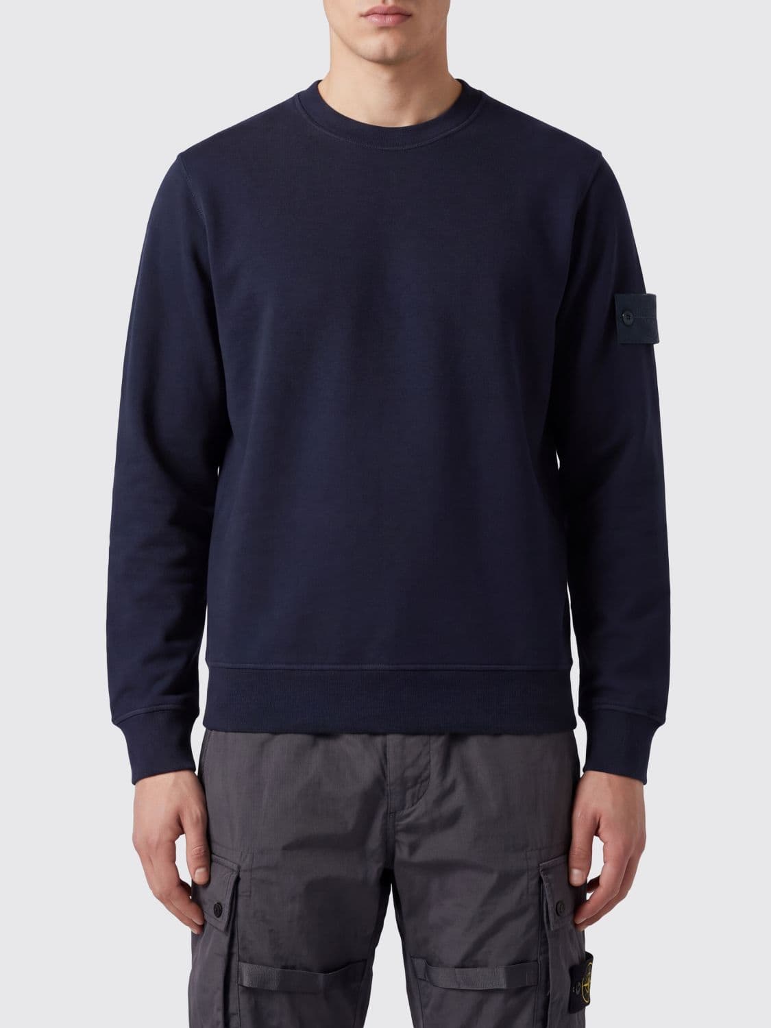 Stone Island Wool and Cotton-Blend Crewneck Jumper with Compass Logo Patch