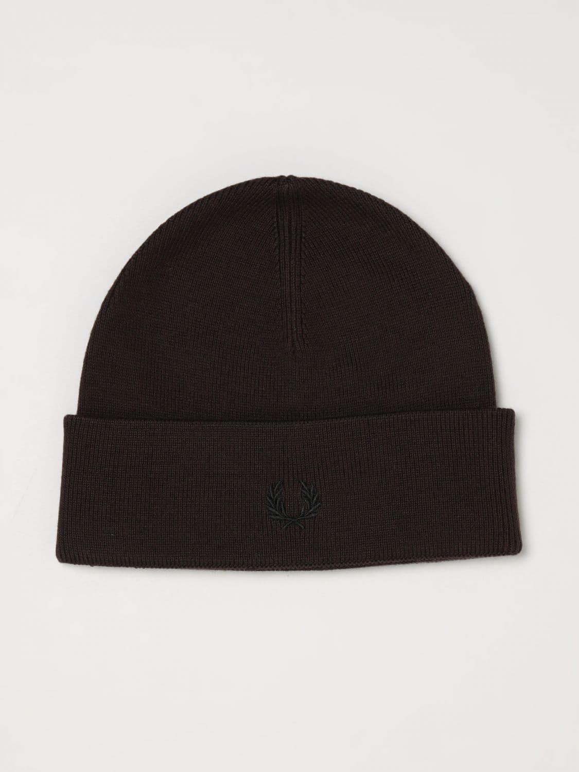 Fred Perry Wool and Cotton Blend Beanie Hat with Embroidered Logo