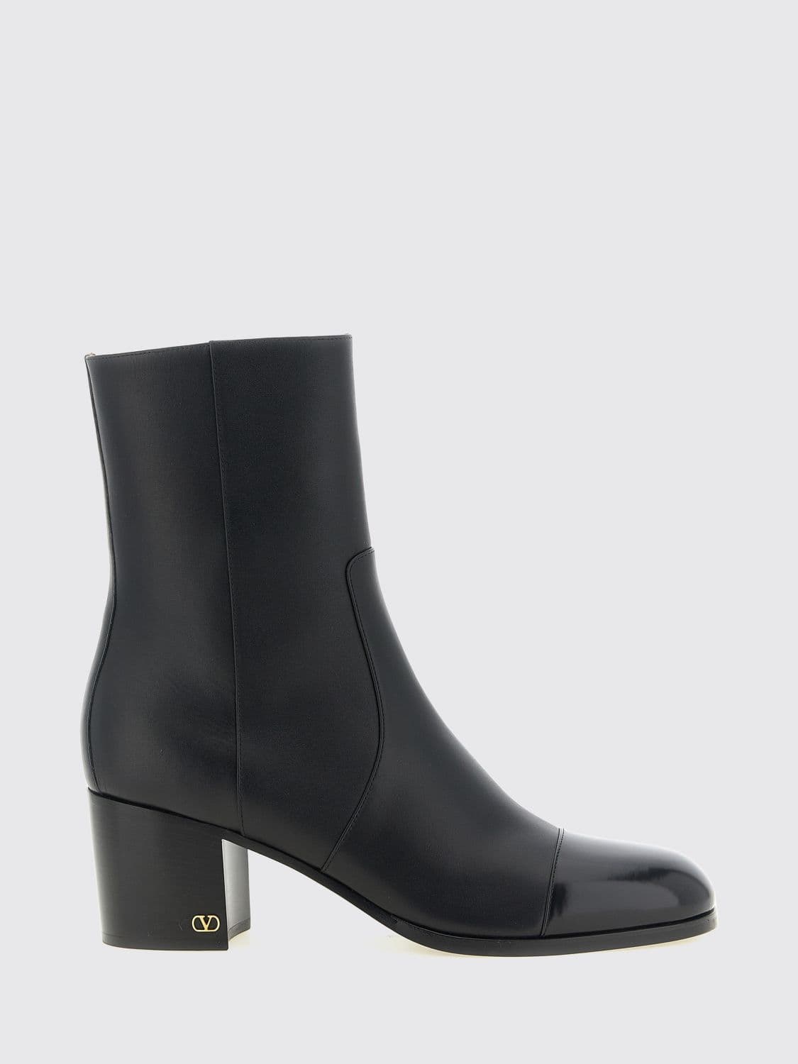 Valentino Garavani VLogo Signature Calfskin Ankle Boots with a Mid Heel