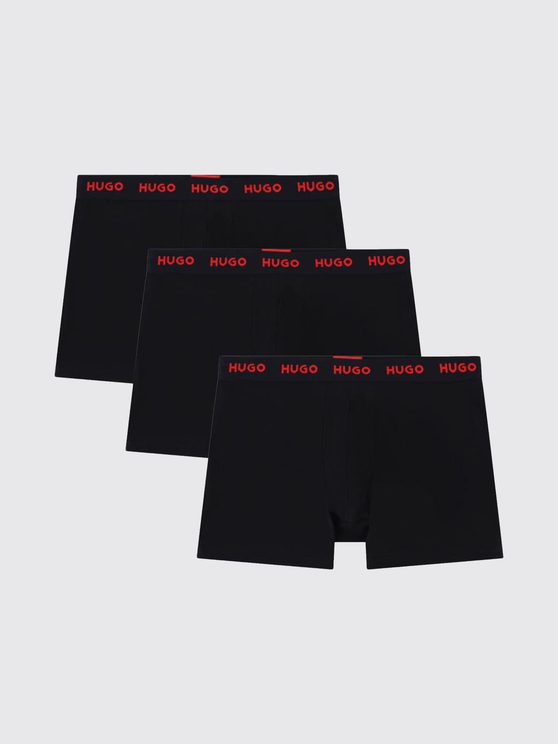 Hugo Set of Three Cotton Boxer Trunks with Logo Waistband