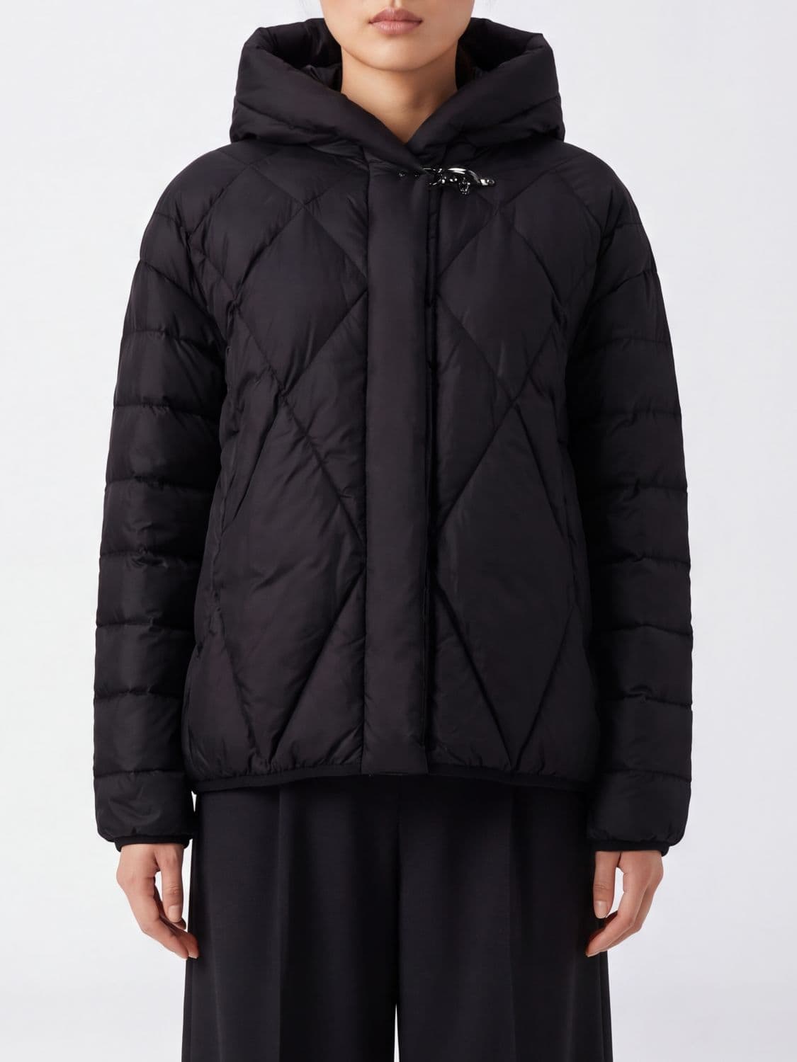 Fay Quilted Nylon Puffer Jacket with Hood and Iconic Toggles