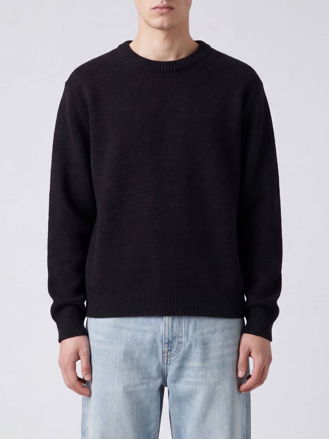 Lemaire Crewneck Jumper in Alpaca Wool Blend with Ribbed Trims