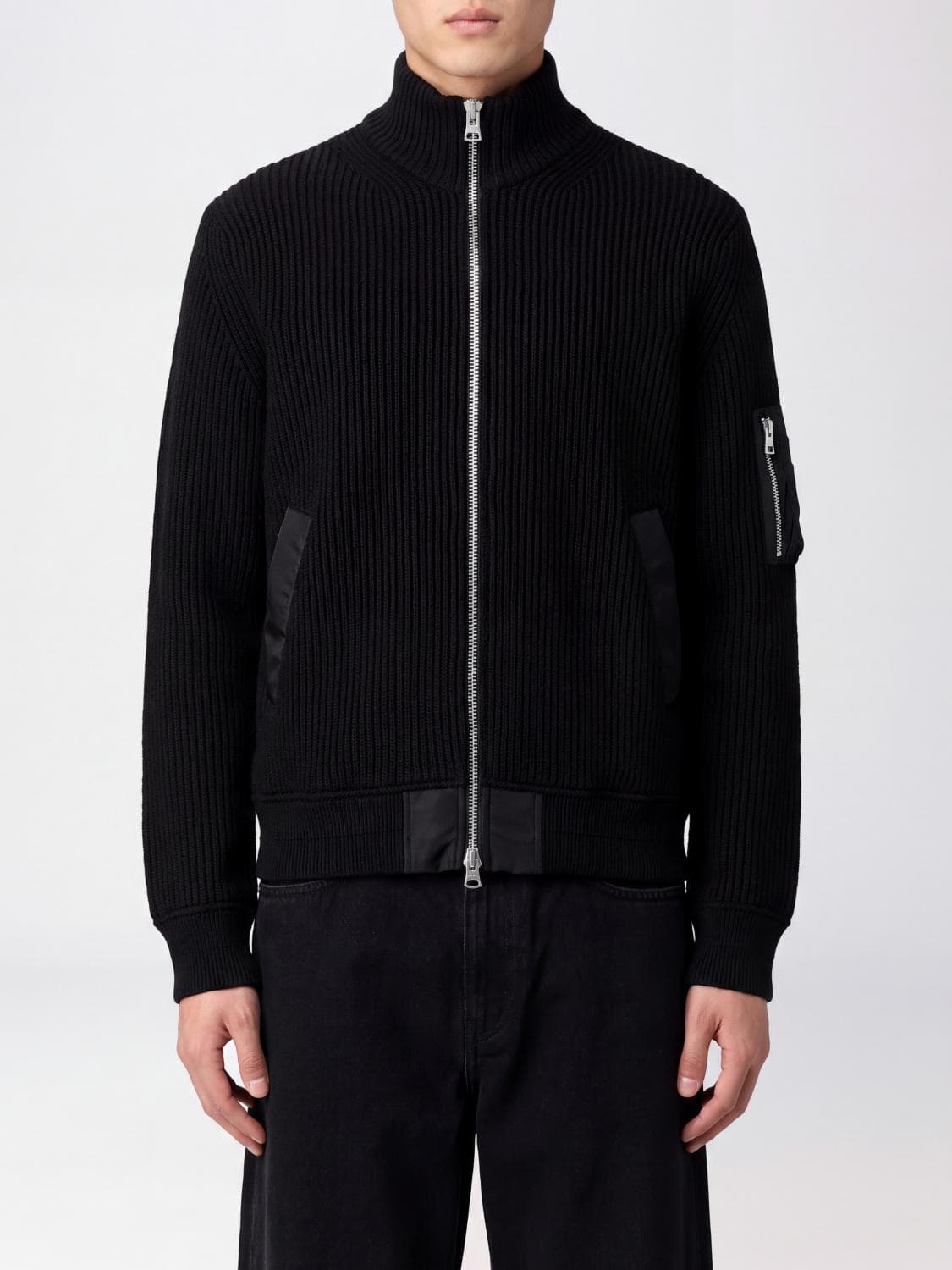 Sacai X Carhartt Wip Ribbed Wool Zip-Up Cardigan with High Neck