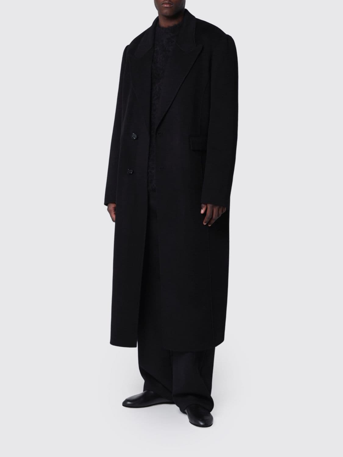Séfr Relaxed Fit Double-Breasted Long Coat in Wool and Cashmere