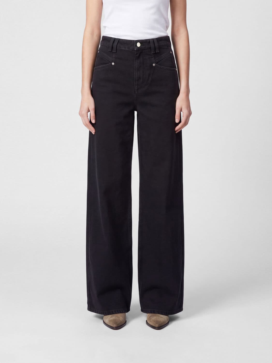 Isabel Marant Etoile Lemony High-Waisted Wide-Leg Jeans in Denim