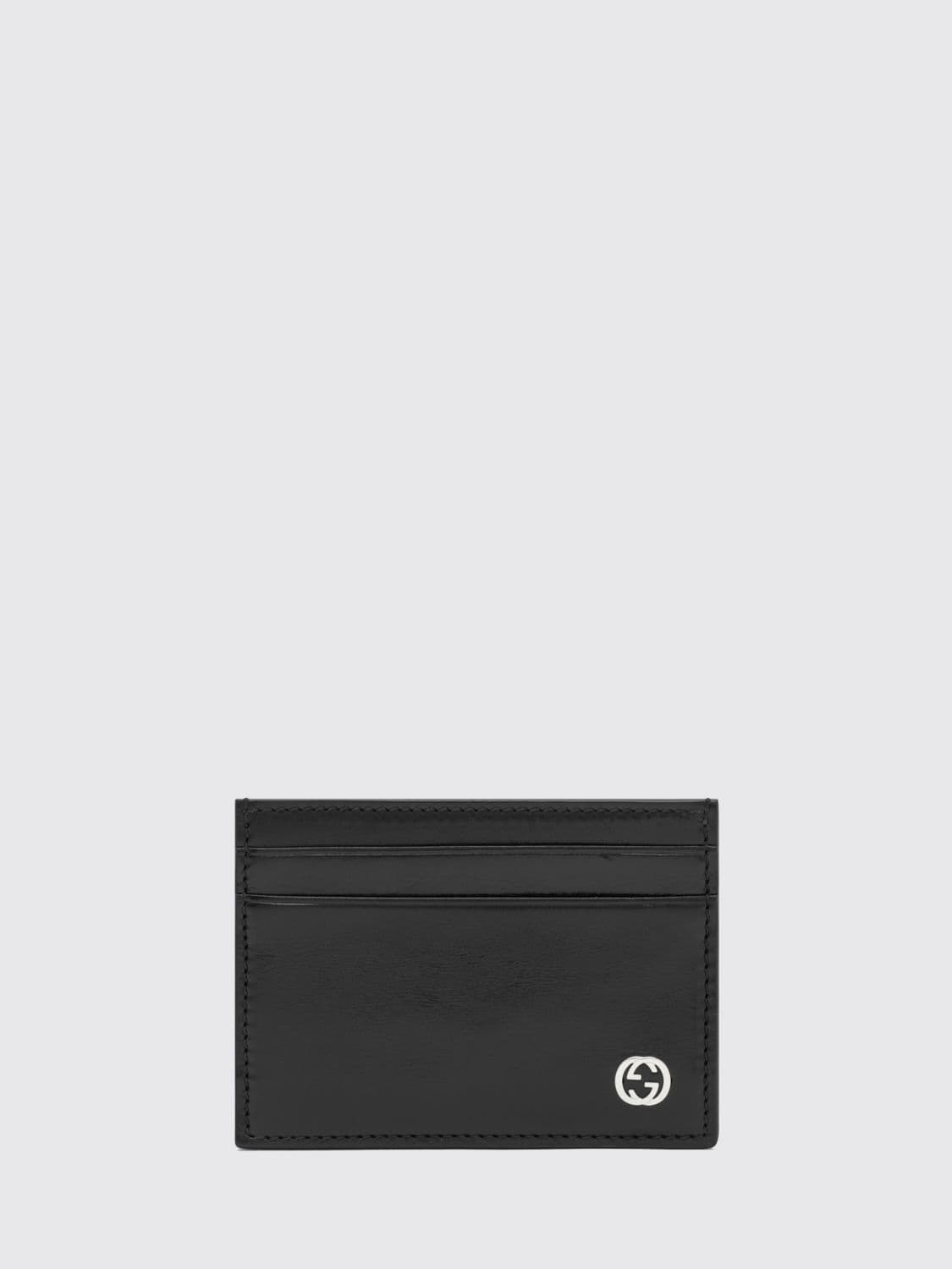 Gucci Flat Leather Card Holder with Embossed GG Monogram Logo