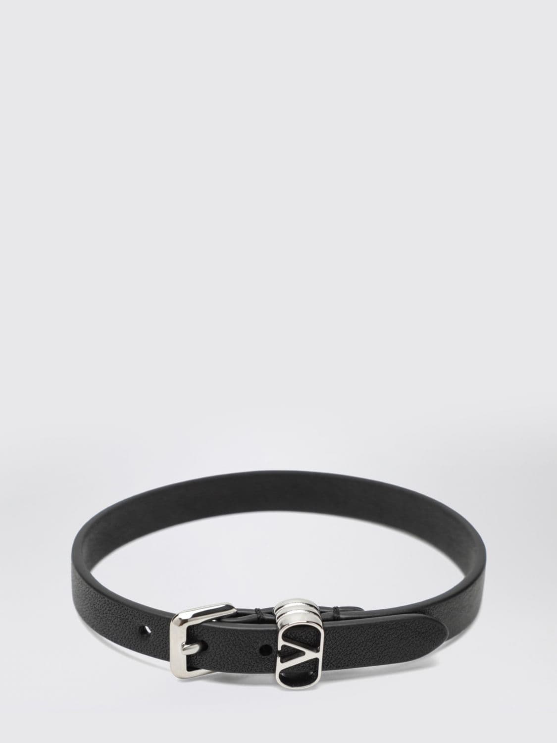 Valentino Garavani VLogo Signature Calfskin Leather Bracelet with Buckle