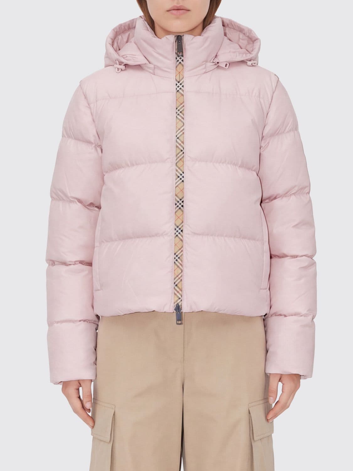 Burberry Short Quilted Nylon Puffer Jacket with Removable Hood