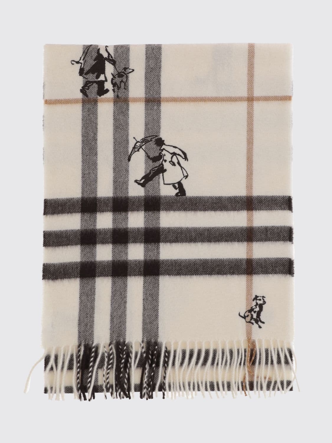Burberry Vintage Check Cashmere Scarf with Fringed Edges