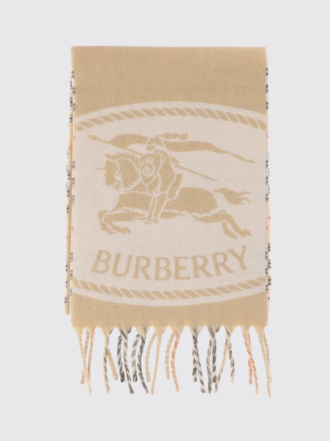 Burberry Reversible Vintage Check Cashmere Scarf with Fringed Edges