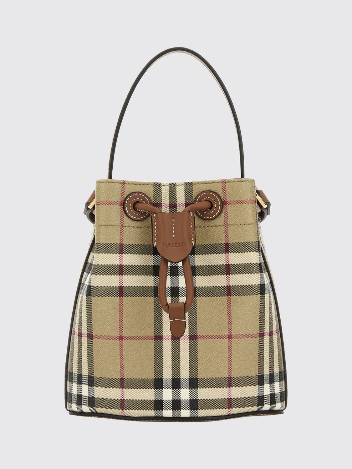 Burberry Mini Vintage Check Coated Canvas Bucket Bag with Leather Strap