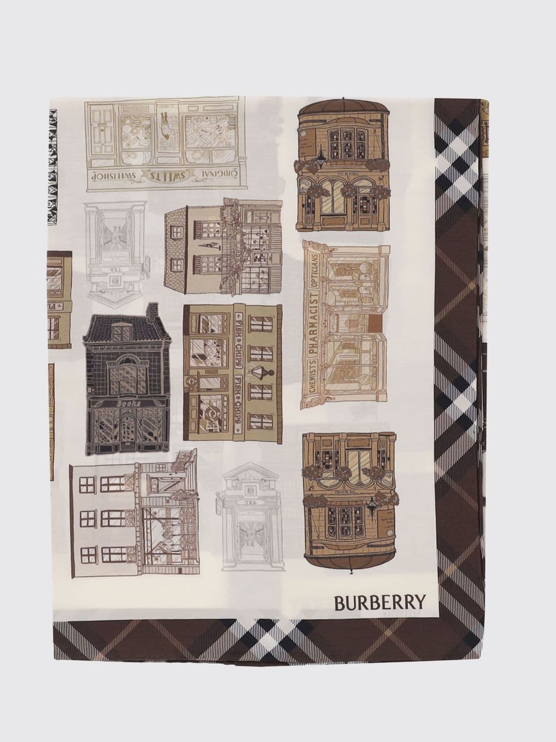 Burberry Square Vintage Check Print Scarf in Mulberry Silk Twill