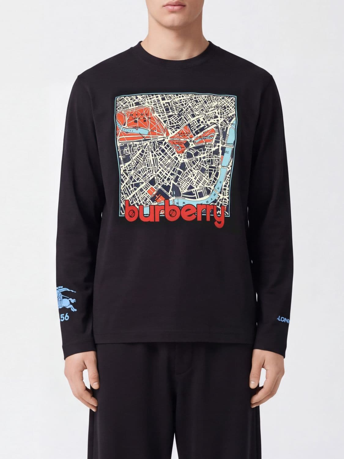 Burberry Graphic Logo Print Long-Sleeved Cotton T-shirt