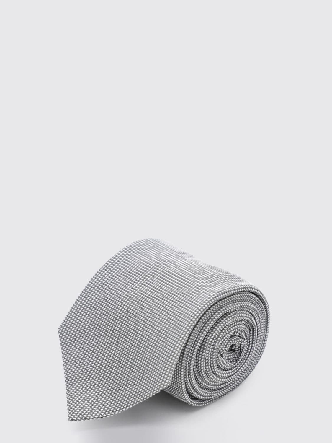 Ferragamo Tie in Pure Silk with a Check Pattern and Applied Logo