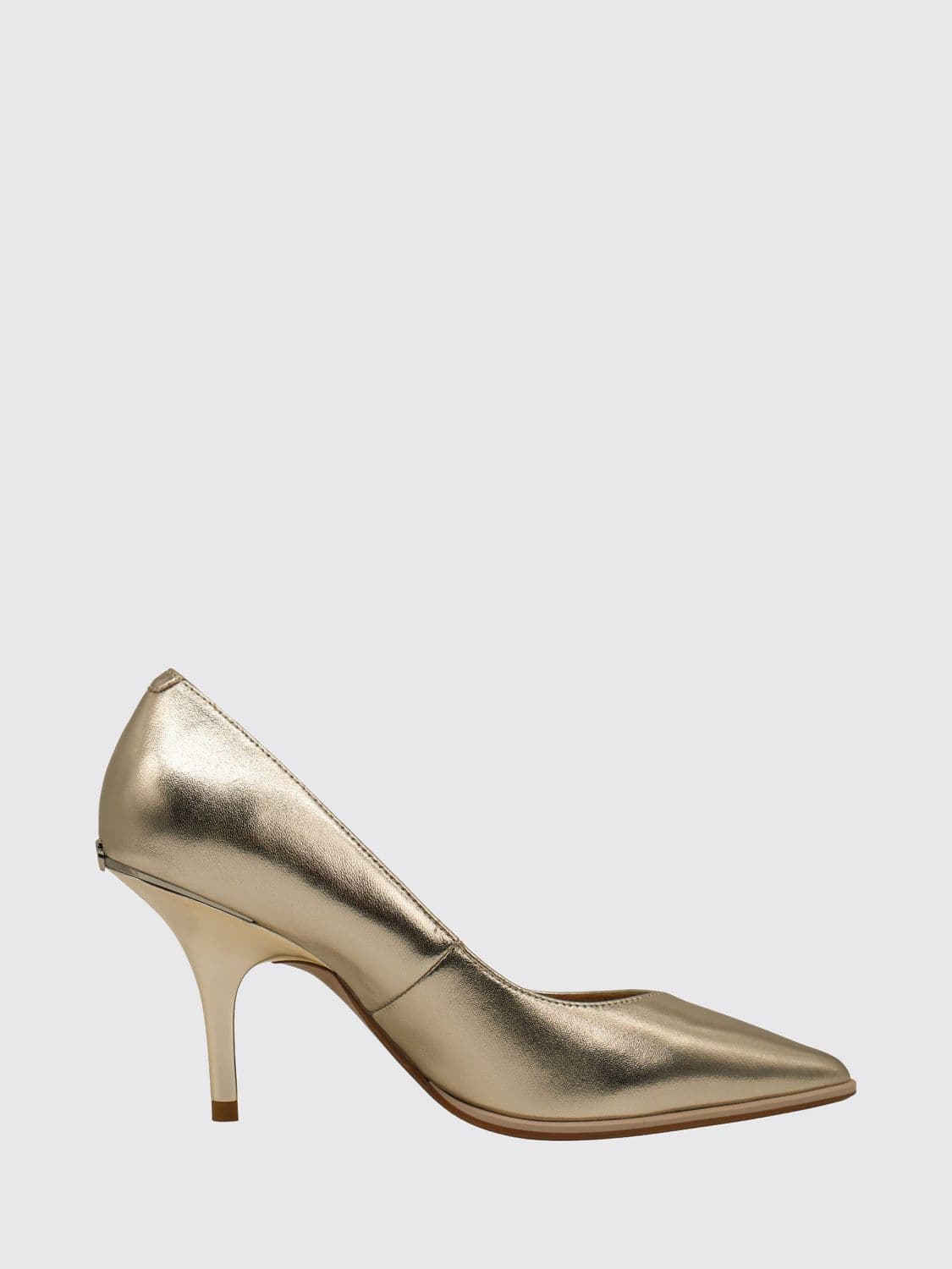 Pinko Laminated Leather Pumps with a High Stiletto Heel and a Metallic Love Birds Logo