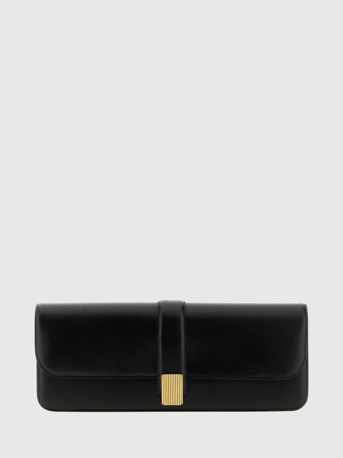 Khaite Blake Leather Clutch with Snap Closure and Laminated Logo