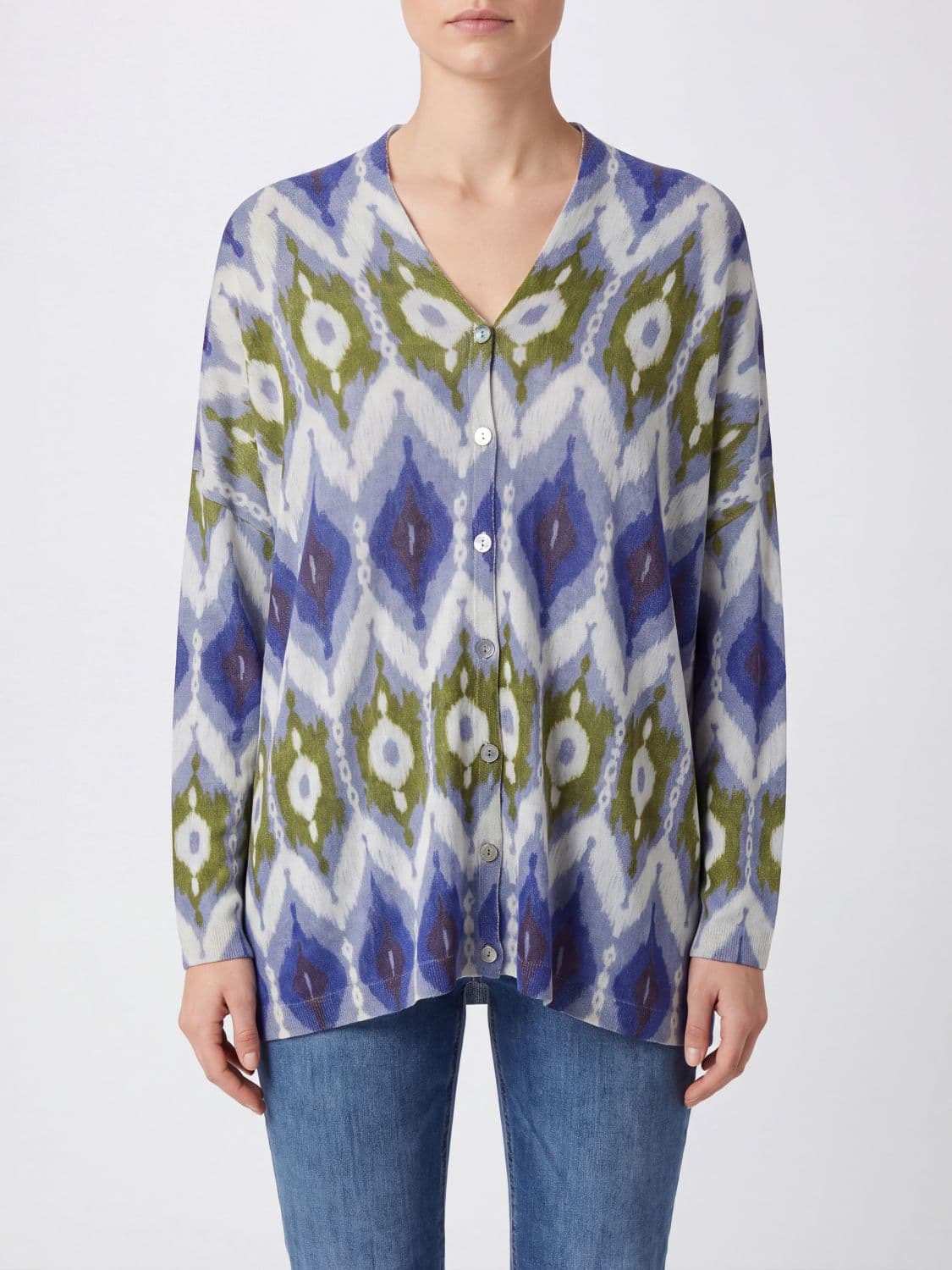 In Bed With You Tie-Dye Pure Wool V-Neck Cardigan with Button Closure