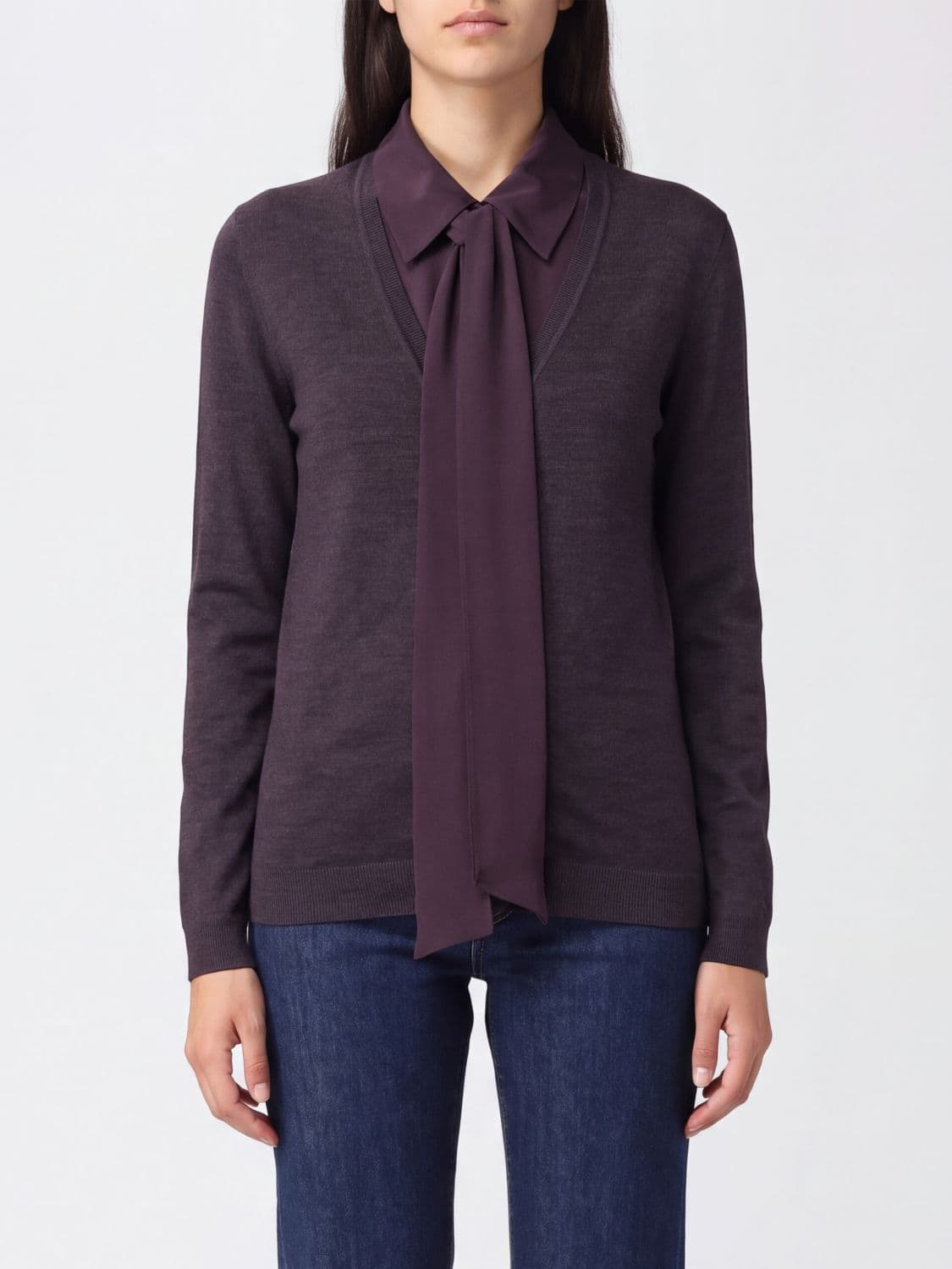 Parosh Scarf-Neck Pure Wool Jumper P. A.R. O.S. H. with Long Sleeves and Ribbed Hems