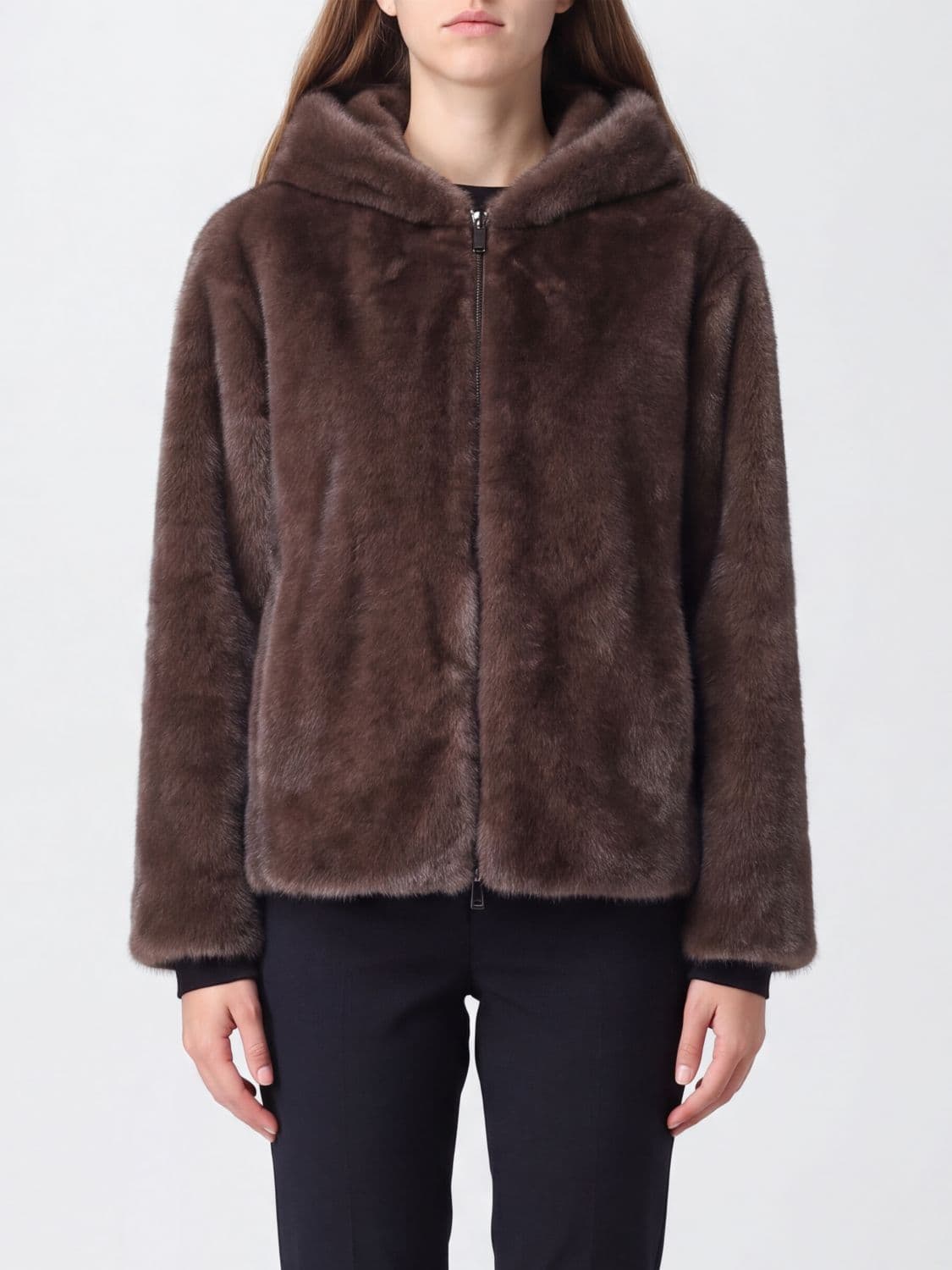 Parosh Short Faux-Fur Jacket P. A.R. O.S. H. with Classic Collar and Zip Closure
