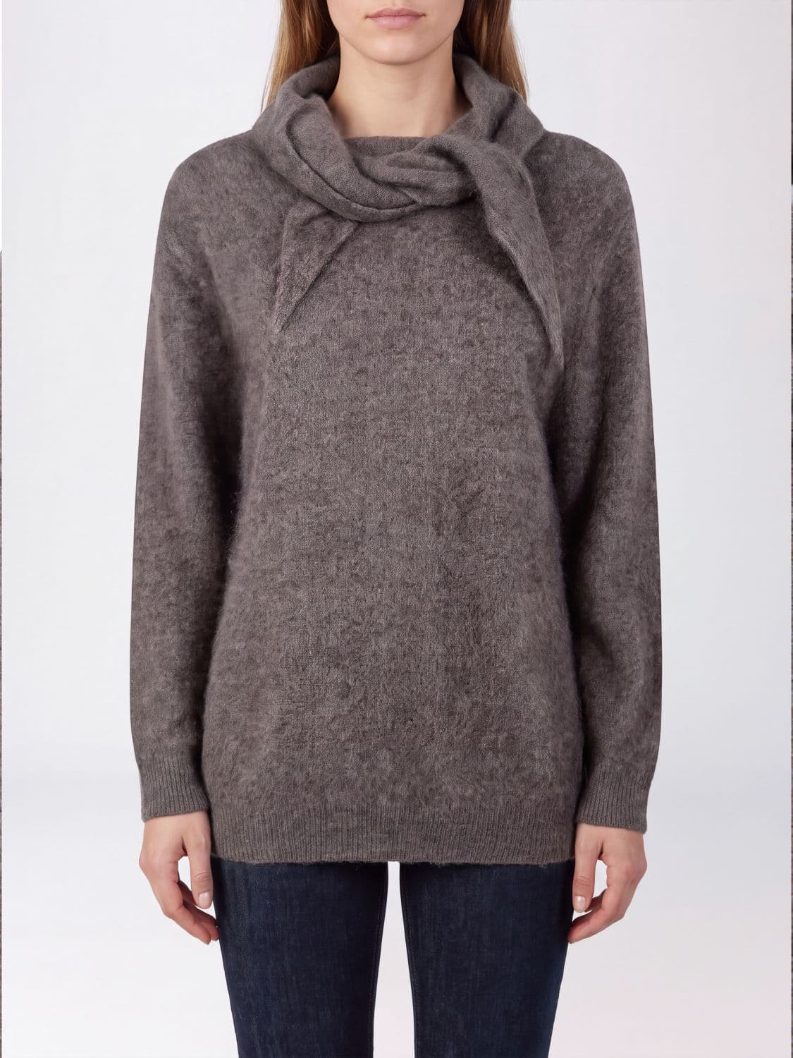 Parosh Scarf-Neck Jumper P. A.R. O.S. H. in Yak and Wool Blend with Long Sleeves