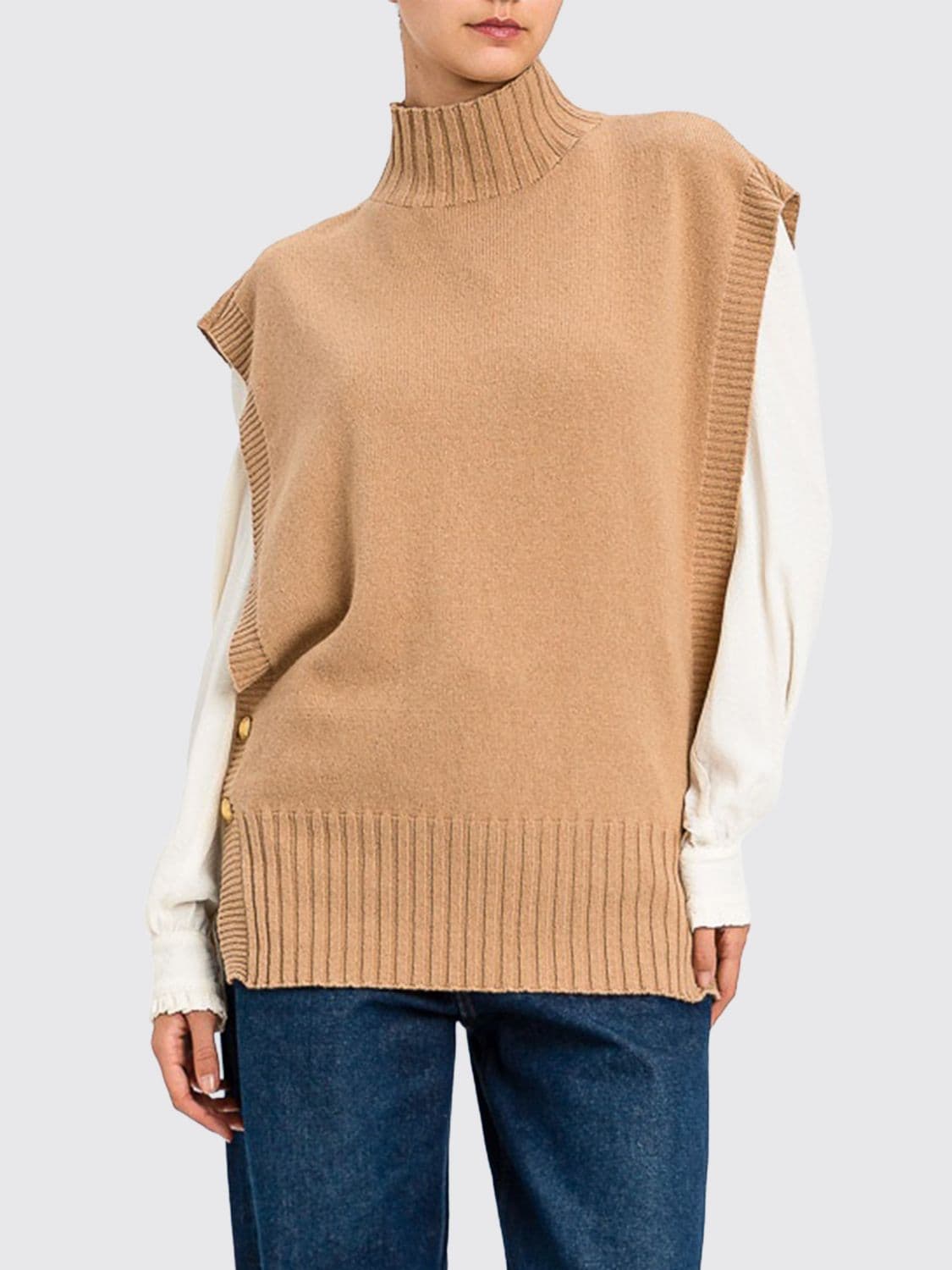 Twinset High-Neck Wool and Cashmere Blend Vest