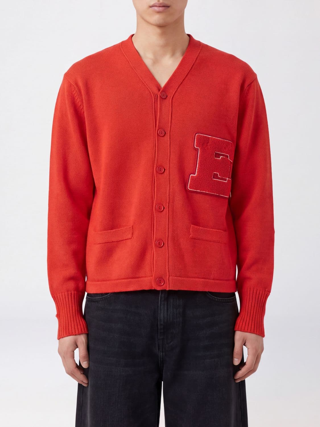 Erl Wool, Silk and Cashmere Blend Cardigan with V-Neck and Logo Patch