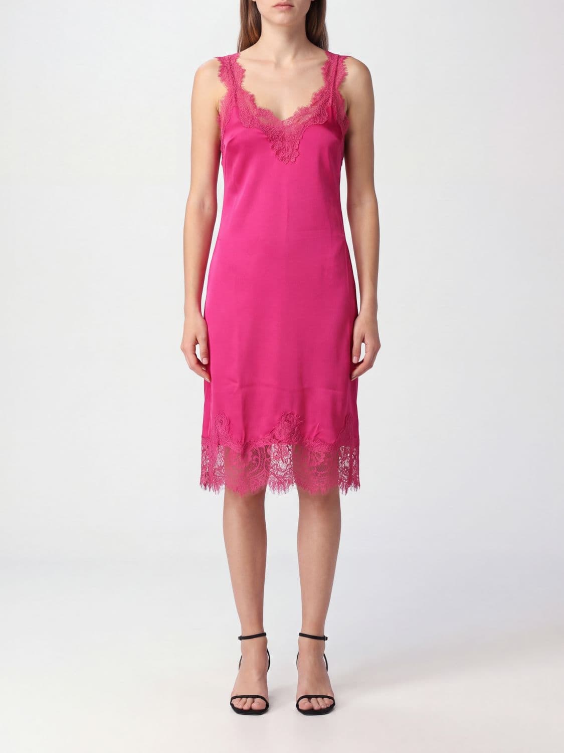 Gold Hawk Pure Silk Mini Slip Dress with Lace Inserts