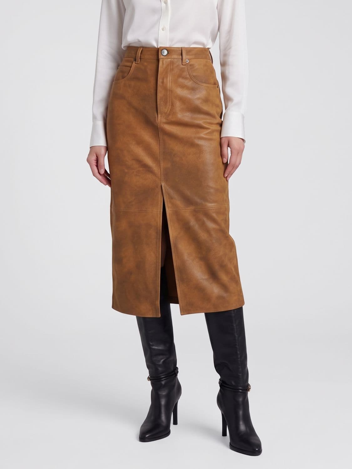 Isabel Marant Etoile Bisane High-Waisted Cotton Midi Pencil Skirt