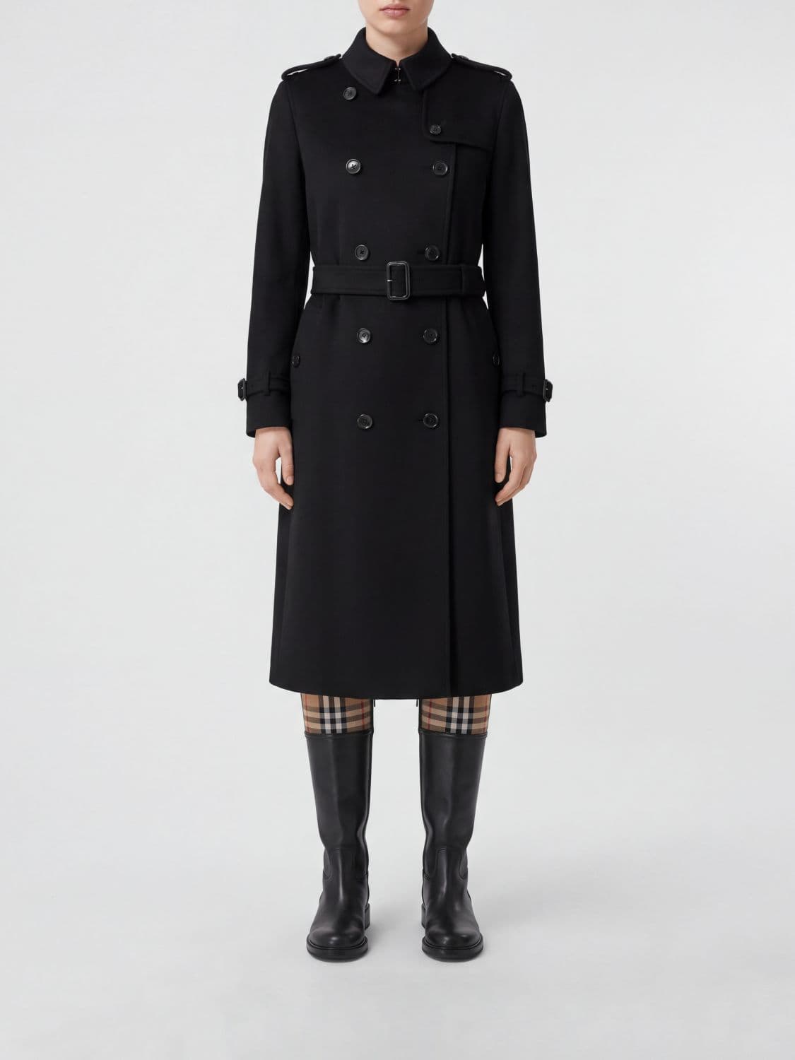 Burberry Double-Breasted Long Trench Coat in Pure Cashmere