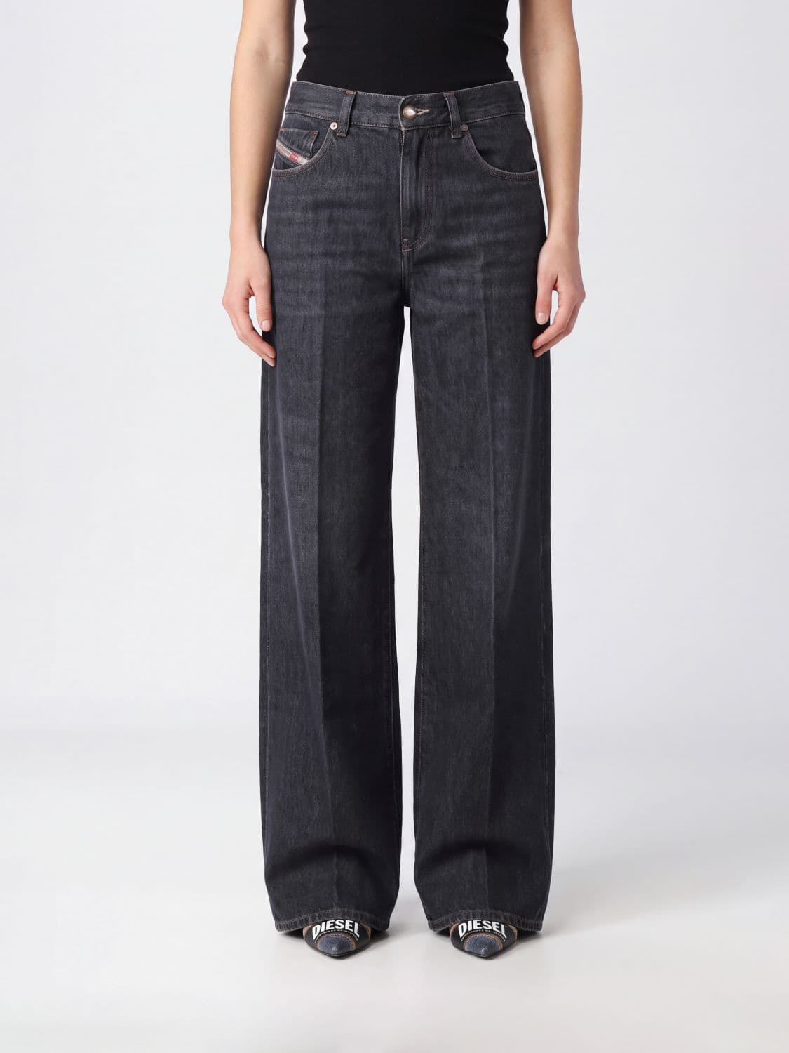 Diesel D-Akemi High-Waisted Wide-Leg Jeans in Stretch Denim