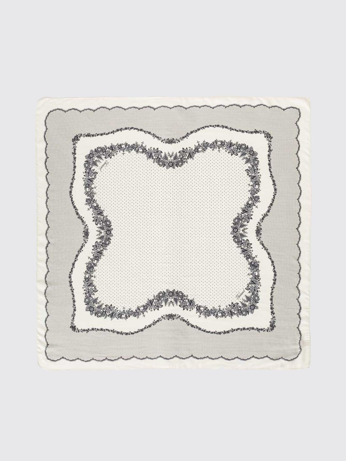 Twinset Floral Print Modal Square Scarf with Lettering Logo