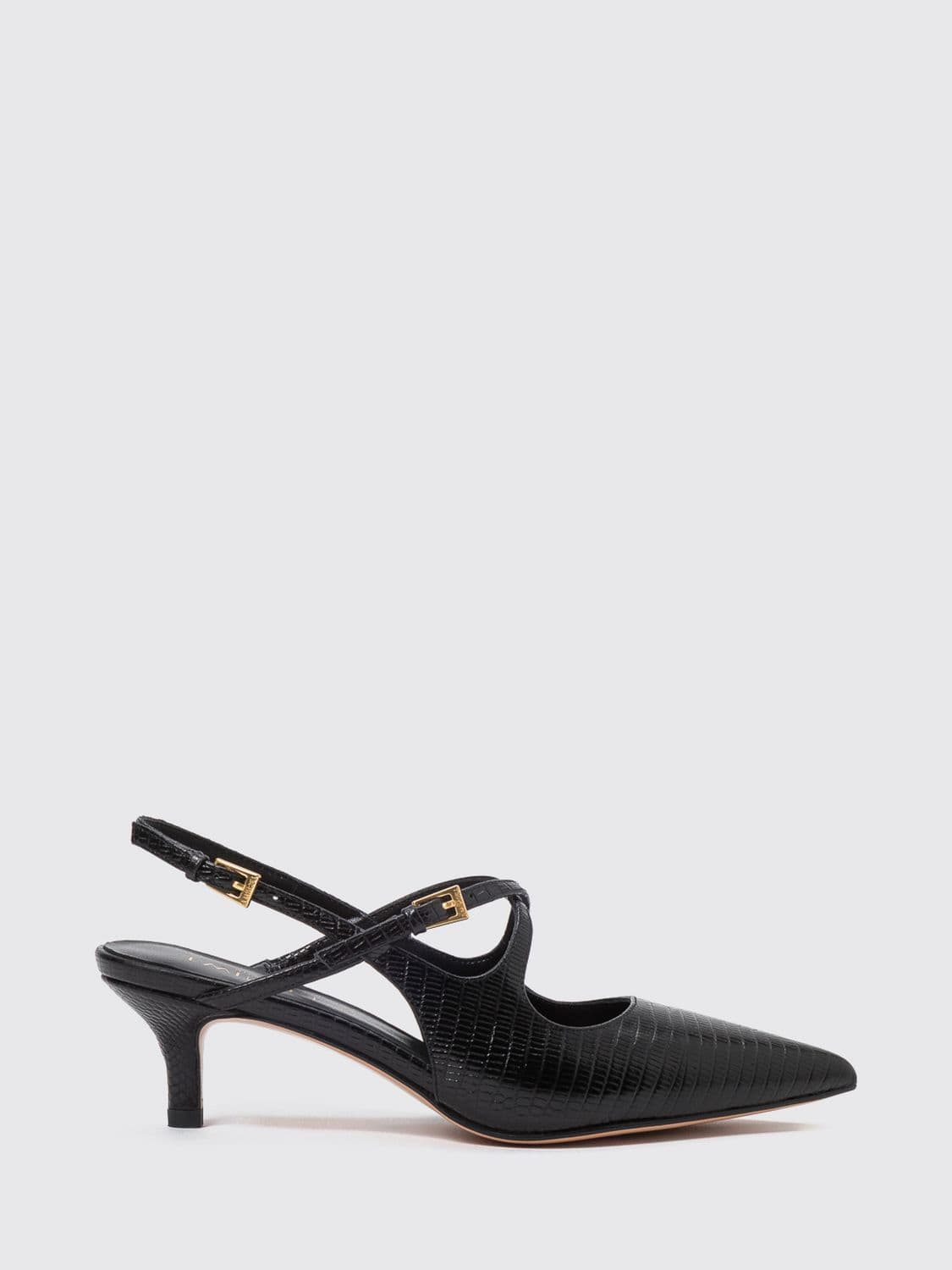 Twinset Lizard-Print Leather Slingback Pumps with Stiletto Heel
