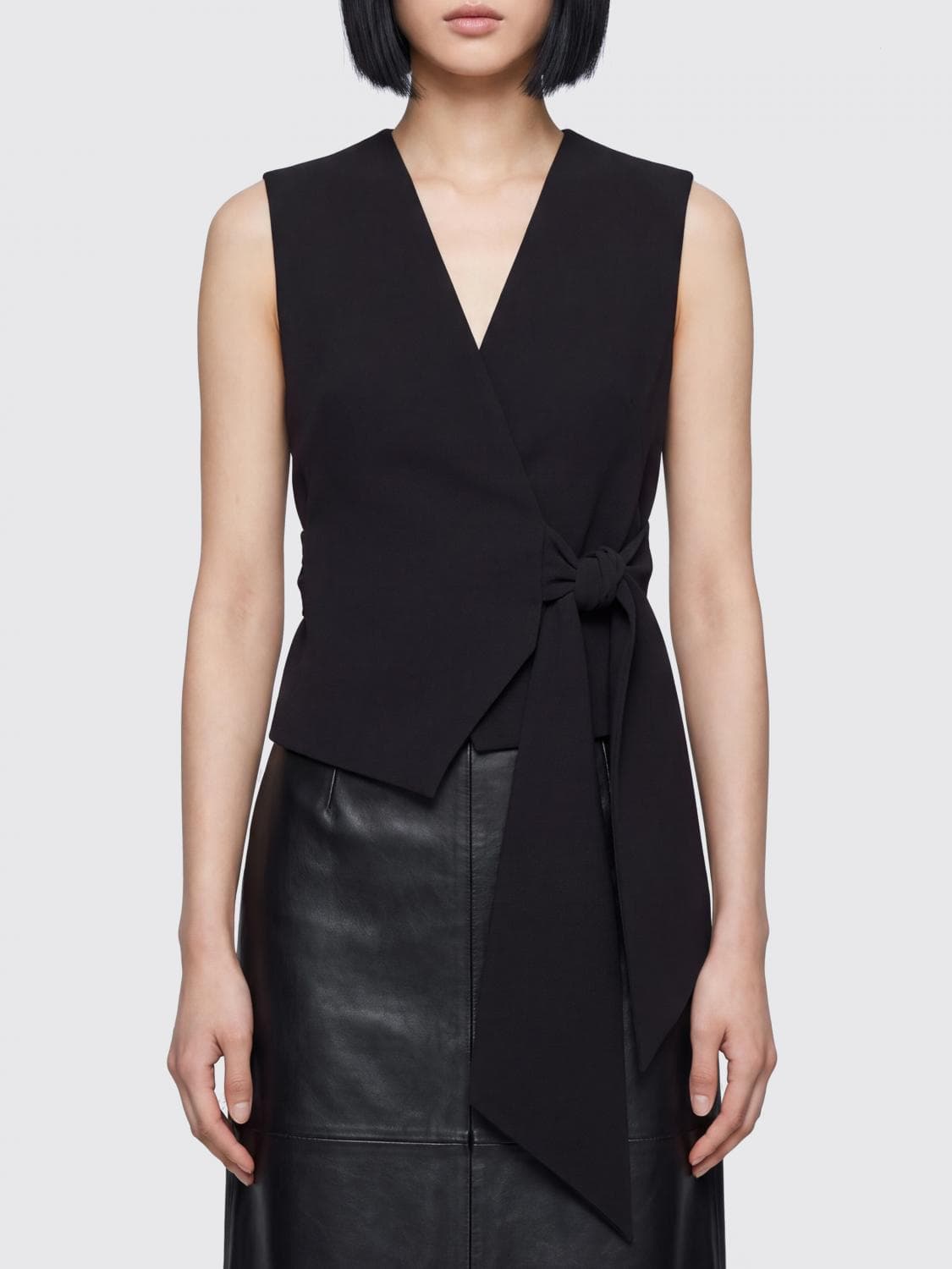 Max Mara Asymmetric Wrap-Style Tailored Vest with Tie Fastening