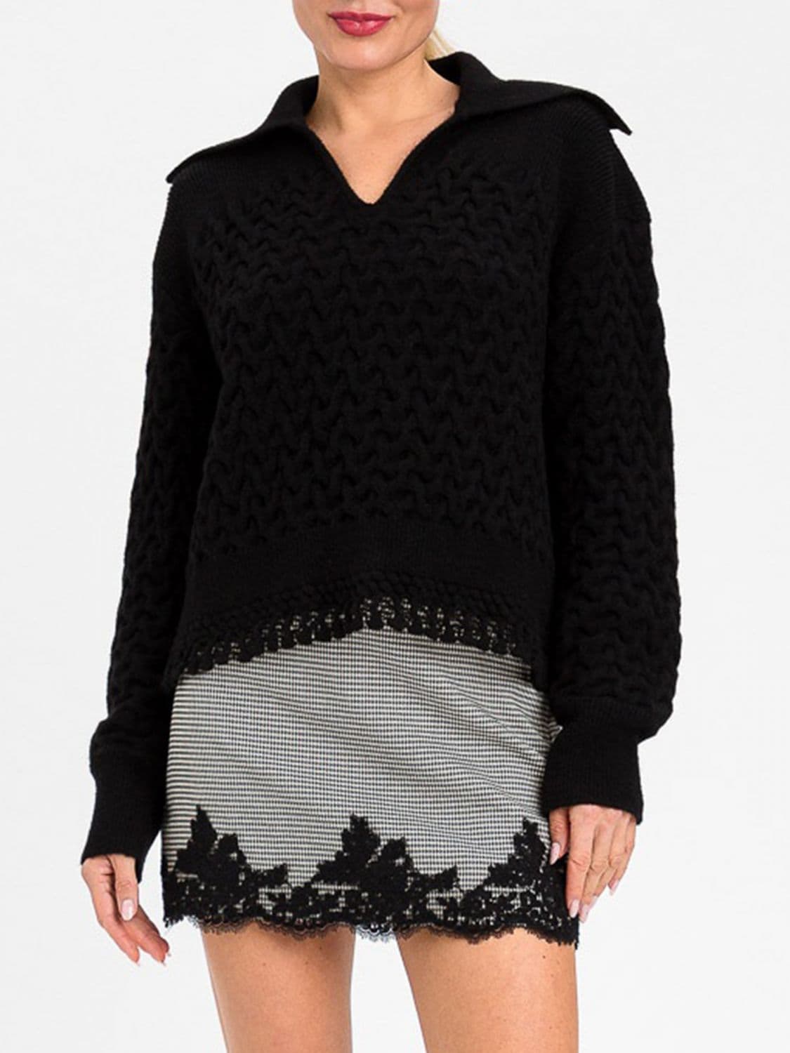 Actitude Twinset Wool-Blend V-Neck Jumper with Long Sleeves