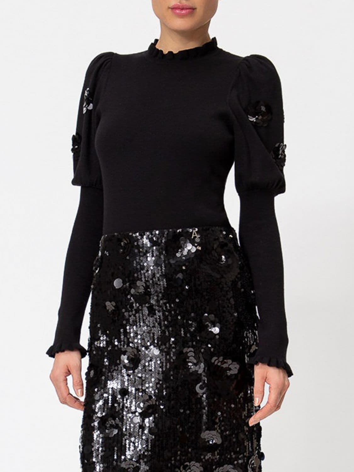 Actitude Twinset Ruffle Neck Slim Fit Jumper with Sequins